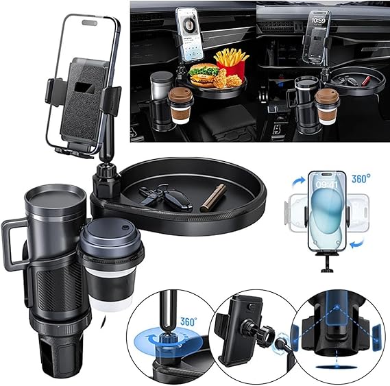 4-in-1 Car Cup Holder & Tray Stand