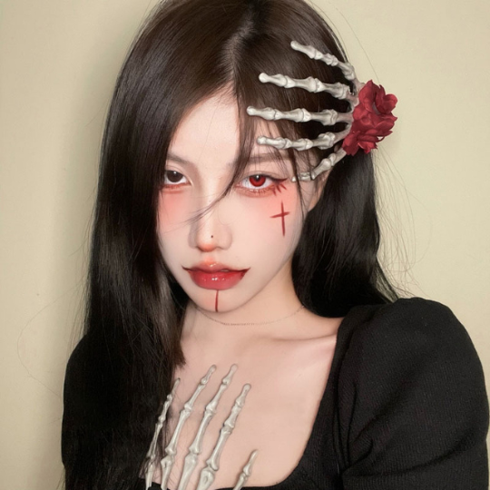 Halloween Skeleton Rose Hair Clip