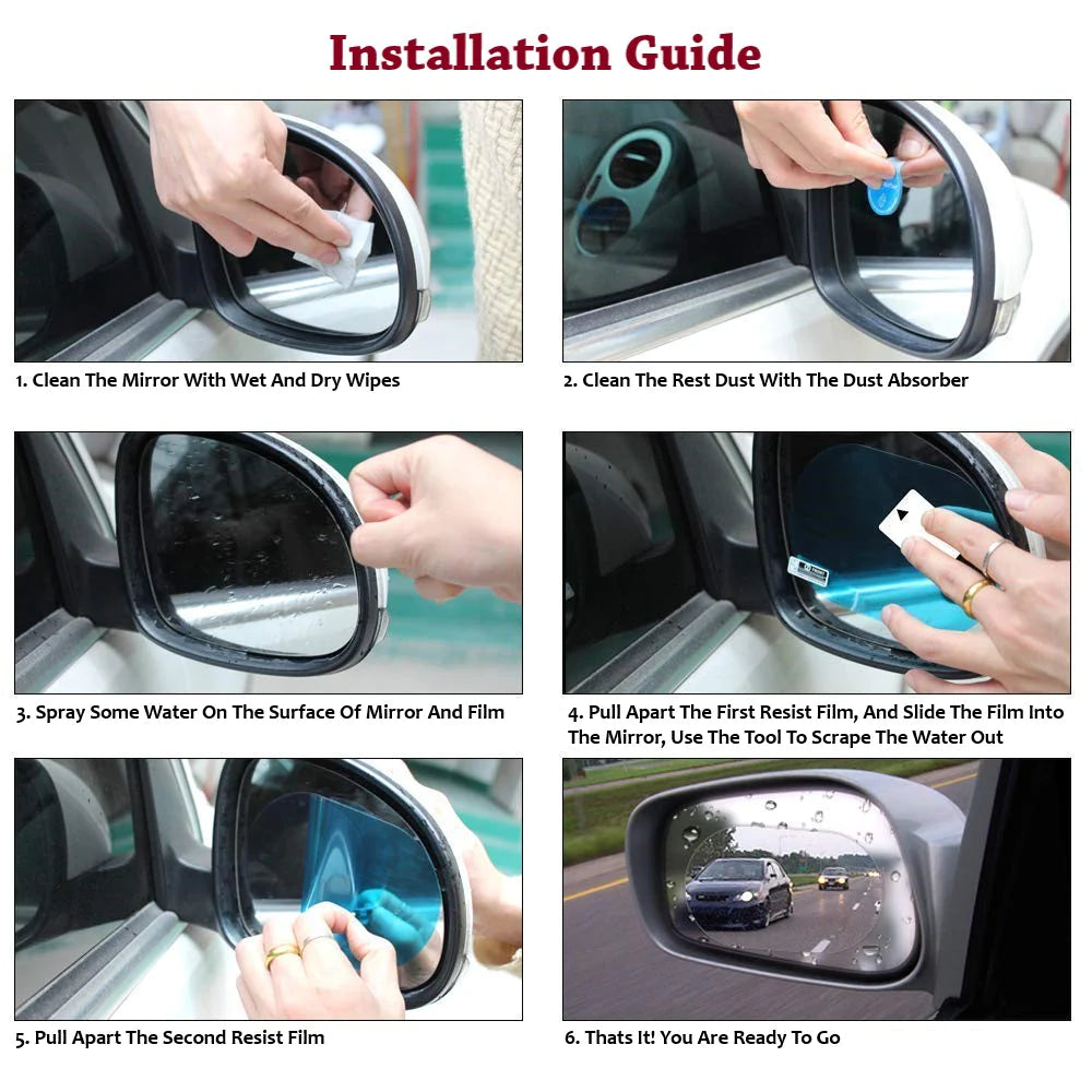 Side Mirror Protection Film (Square - 4 PCs + Oval - 4 PCs)