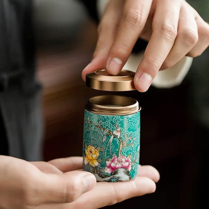 Floral Pattern Enamel Jar