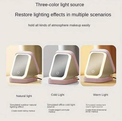 Travel Jewelry Box with LED Light Mirror