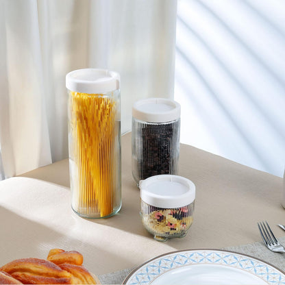 Airtight Ribbed Glass Jar