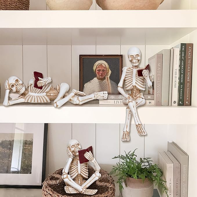 Reading Skeletons Figurines