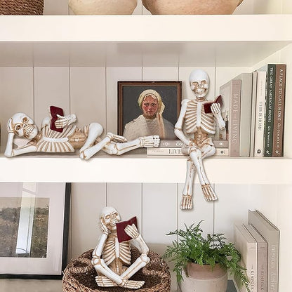 Reading Skeletons Figurines