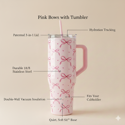 Pink Bows with Hearts Tumbler (1200 ML)
