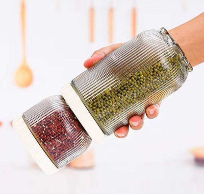 Airtight Ribbed Glass Jar