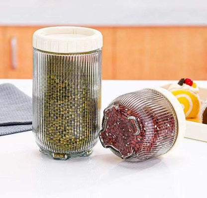 Airtight Ribbed Glass Jar