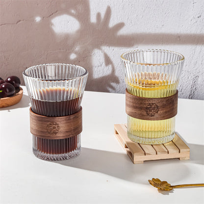 Wooden Grip Glass Cup