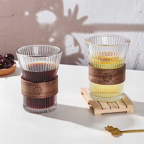 Wooden Grip Glass Cup