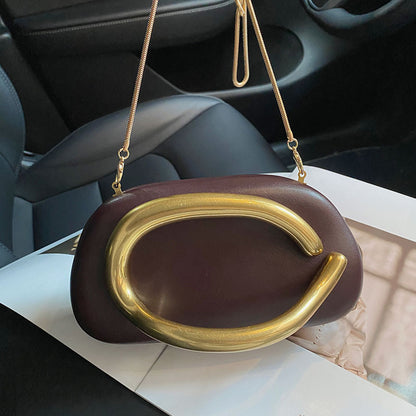 Gold Closure Box Clutch