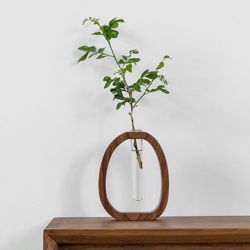 Wooden Oval Flower Vase