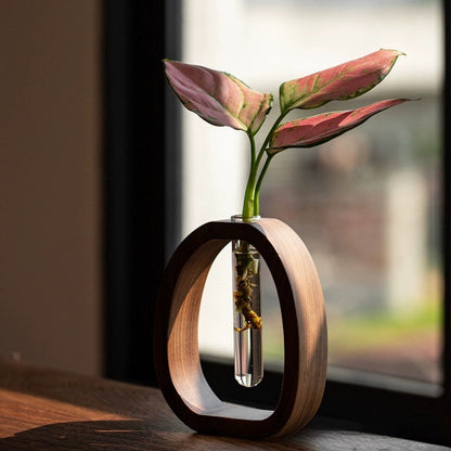 Wooden Oval Flower Vase