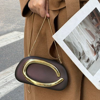 Gold Closure Box Clutch
