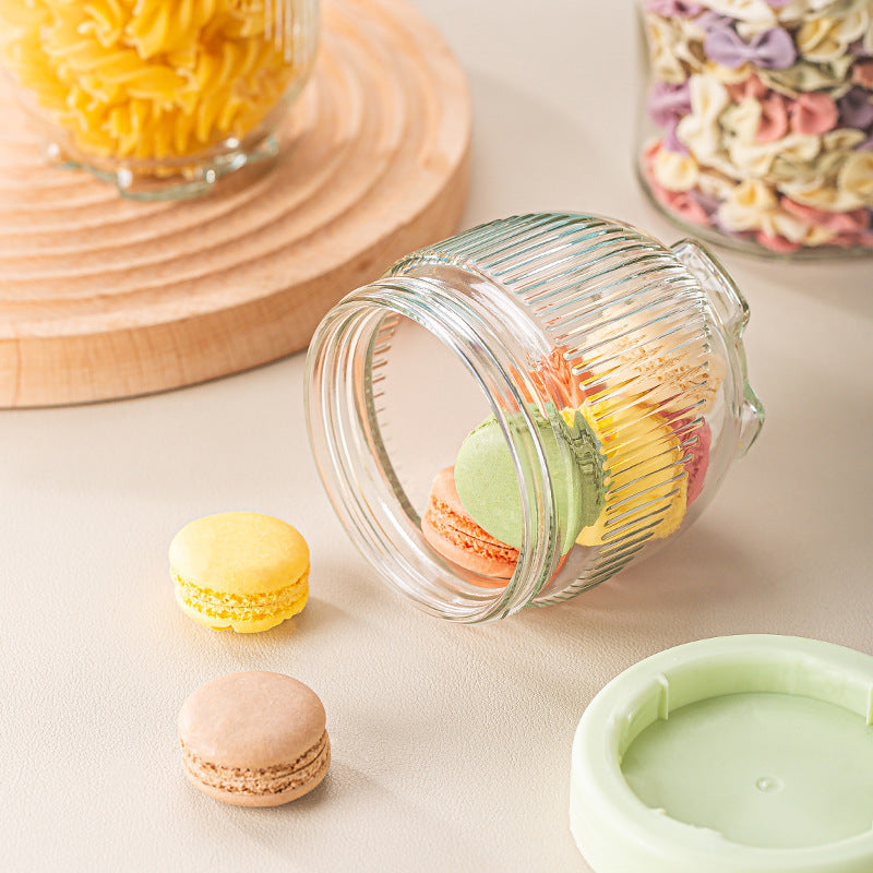 Airtight Ribbed Glass Jar