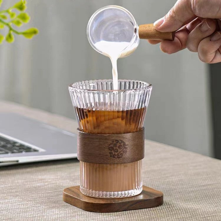 Wooden Grip Glass Cup