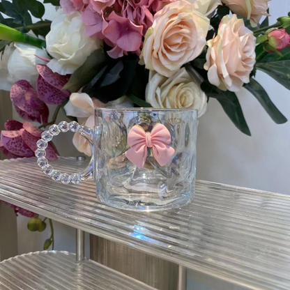Pink Bow Glass Mug