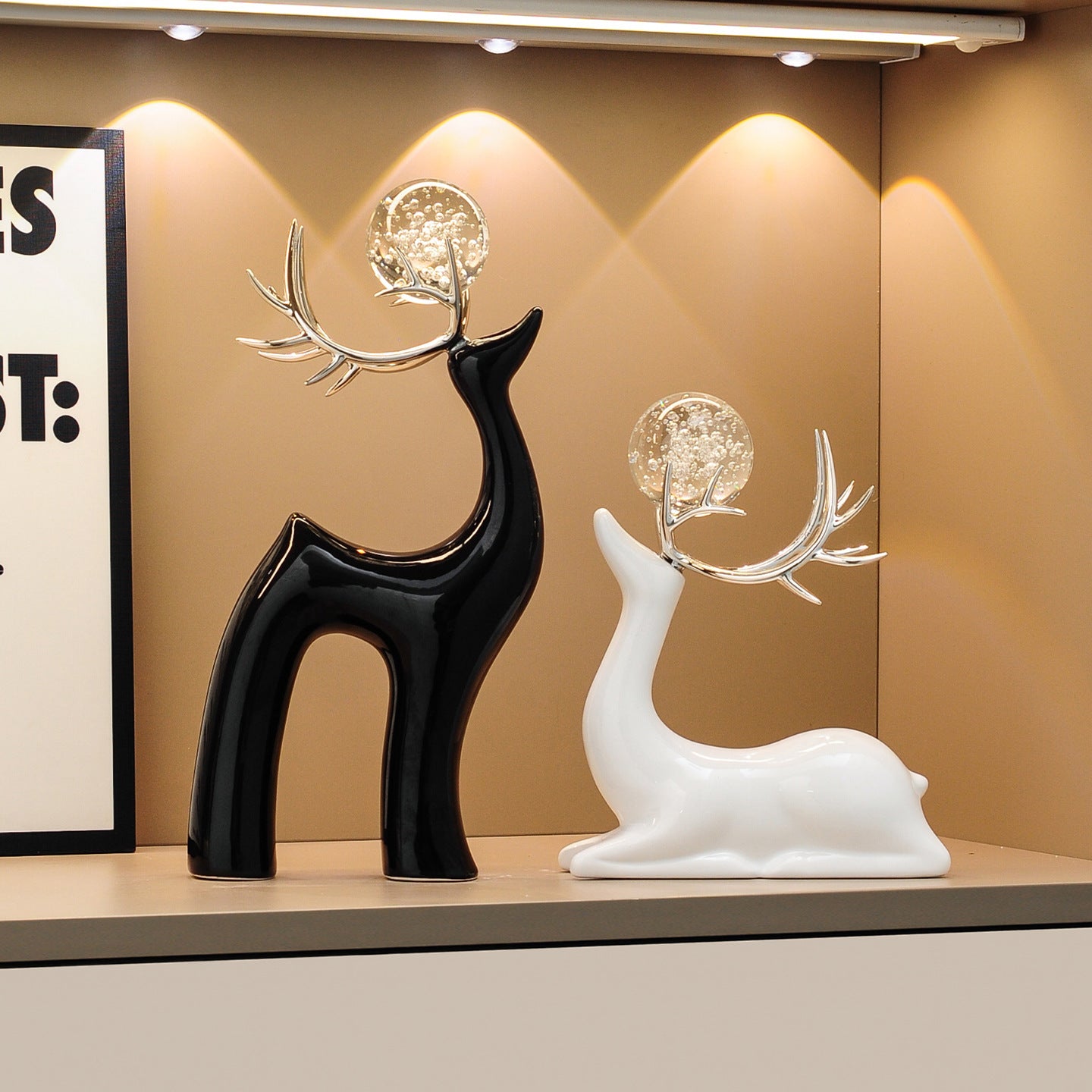 Crystal Ball Ceramic Deer Ornaments