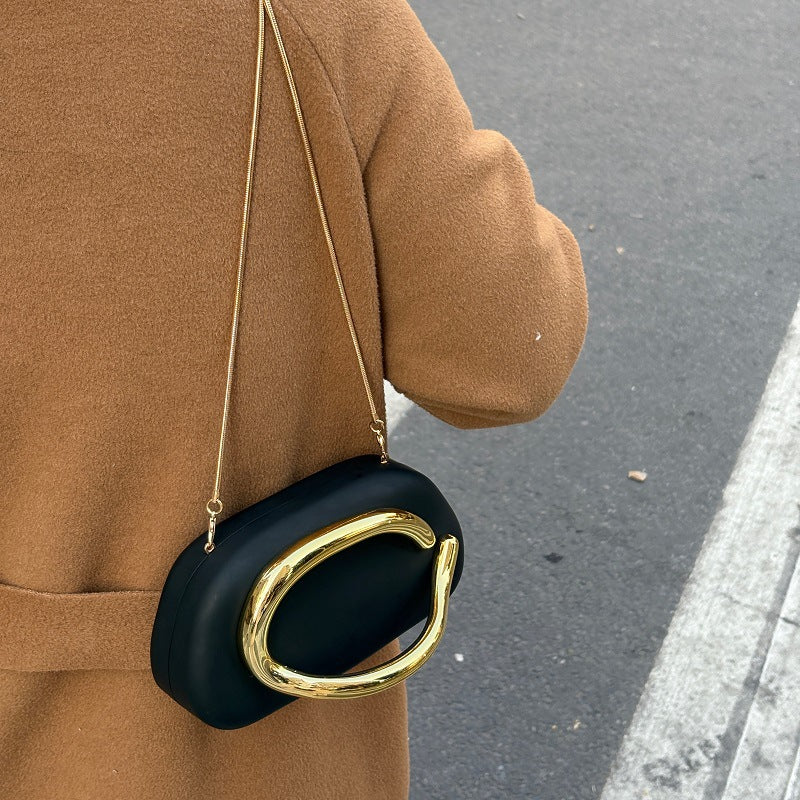 Gold Closure Box Clutch