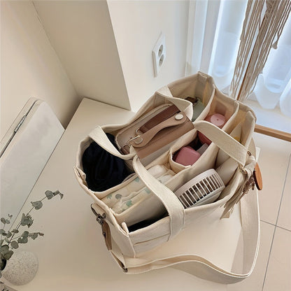 Multi-Pocket Canvas Tote Bag