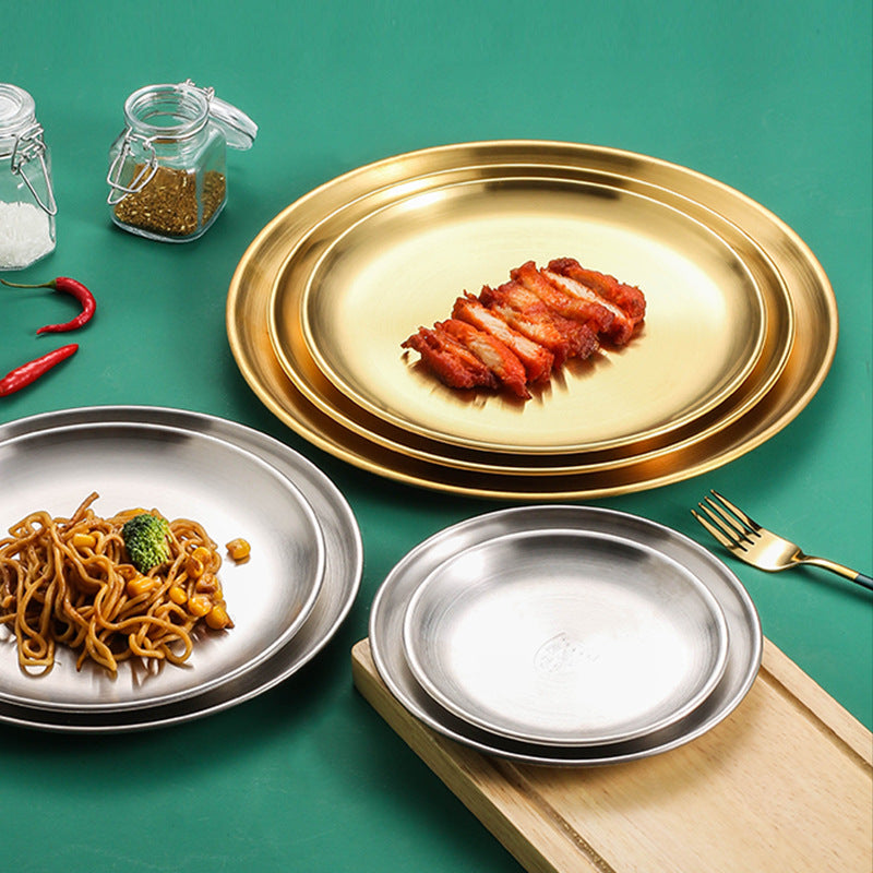 Steel Gold & Silver Dining Plates