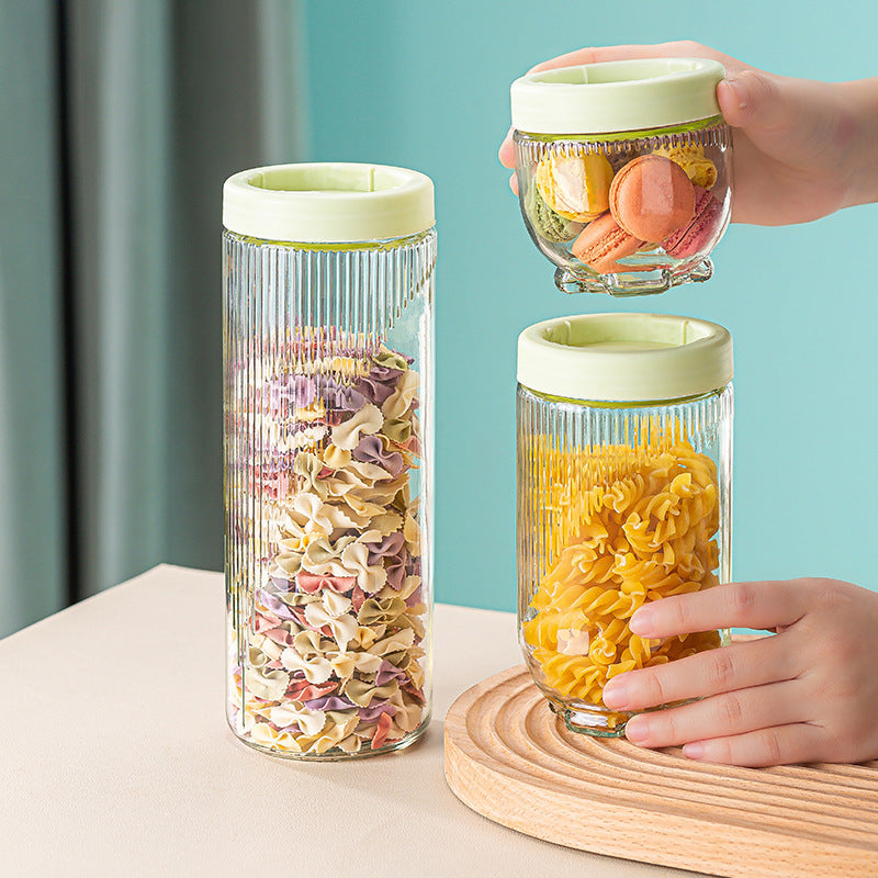 Airtight Ribbed Glass Jar