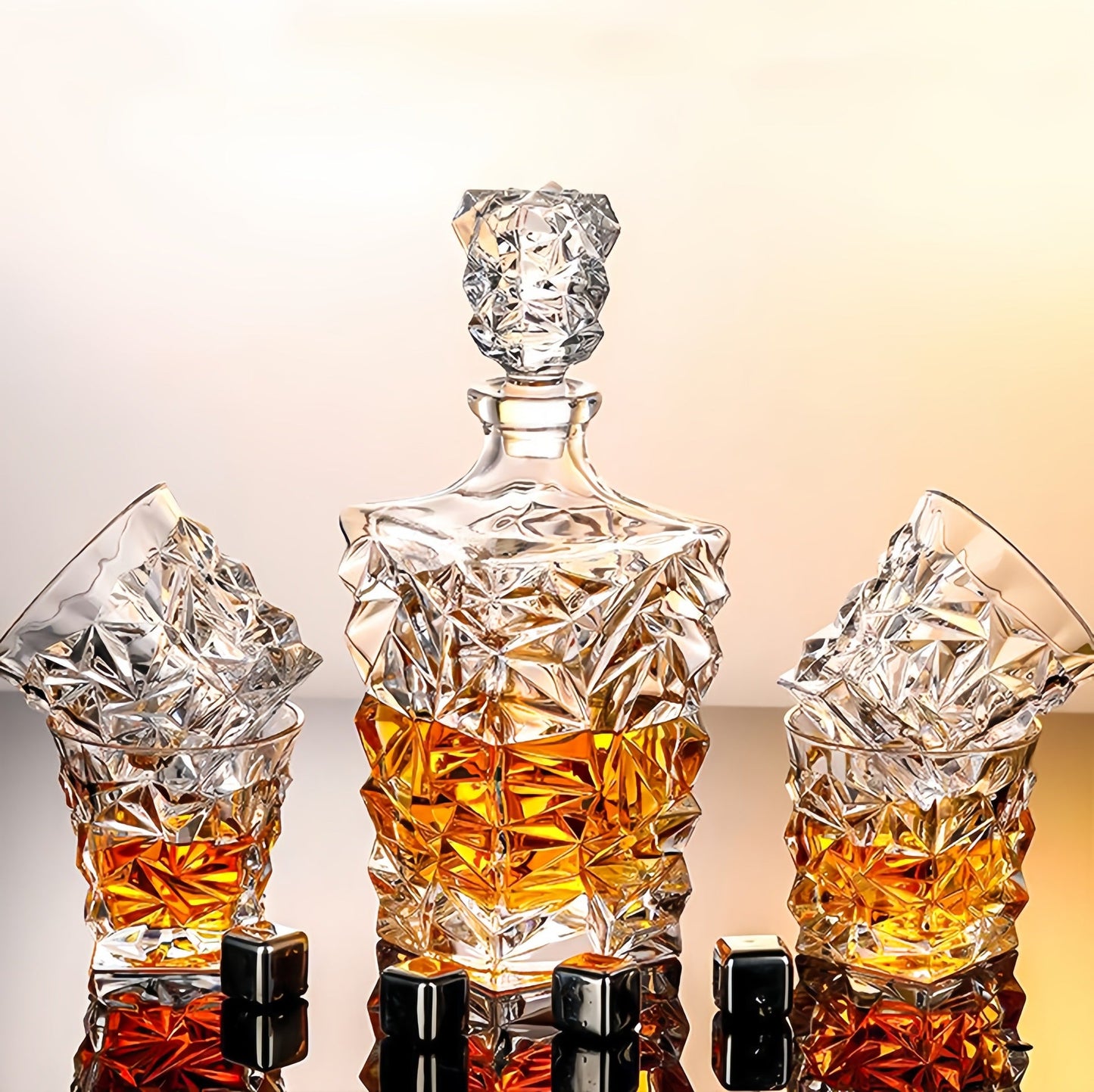 Diamond Cut Glass Bottle