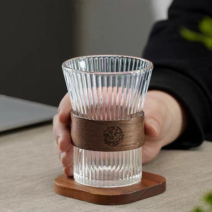 Wooden Grip Glass Cup