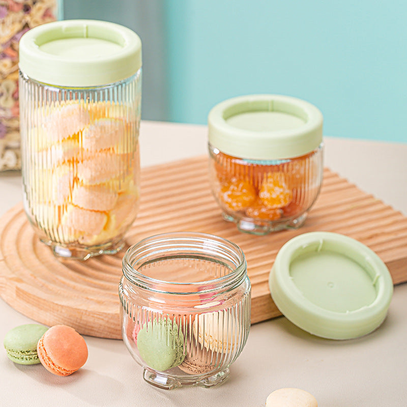 Airtight Ribbed Glass Jar