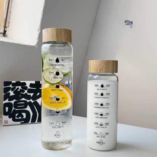 Bamboo Lid Glass Water Bottle (700 ML)