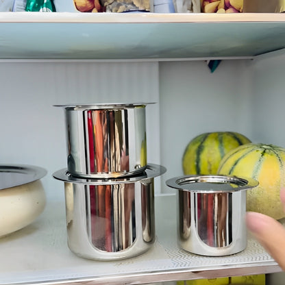 Flat Base Stainless Steel Container Set