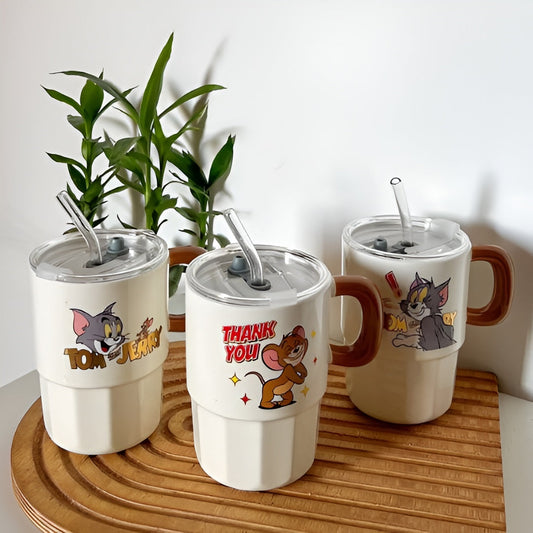 Tom & Jerry Straw Lid Mug