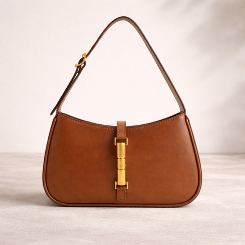 Elegant Brown Leather Shoulder Bag