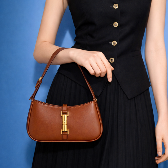 Elegant Brown Leather Shoulder Bag