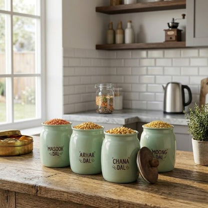 Mint Green Metal Storage Containers