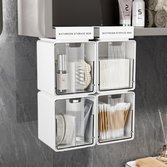 Flip-Door Bathroom Organizer