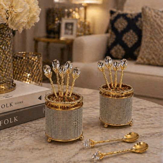 Golden Crystal Spoon Set