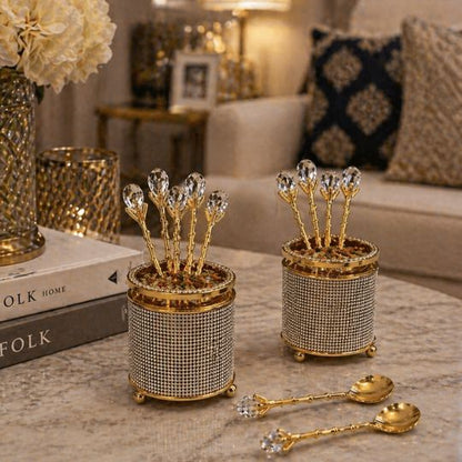 Golden Crystal Spoon Set