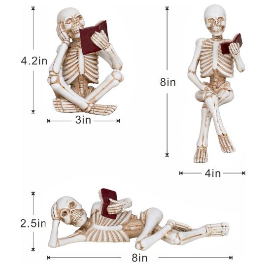 Reading Skeletons Figurines
