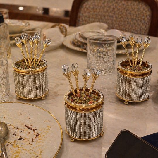 Golden Crystal Spoon Set