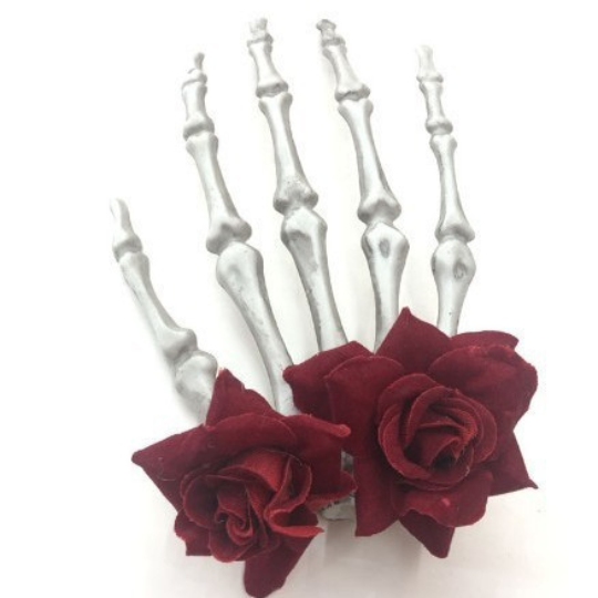 Halloween Skeleton Rose Hair Clip