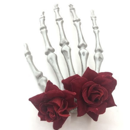 Halloween Skeleton Rose Hair Clip