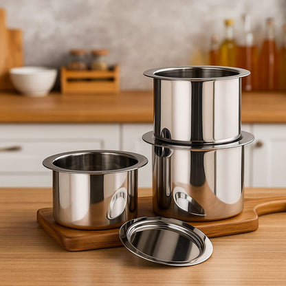 Flat Base Stainless Steel Container Set