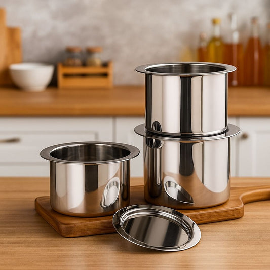 Flat Base Stainless Steel Container Set