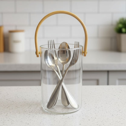 Bamboo Handle Glass Organizer Set
