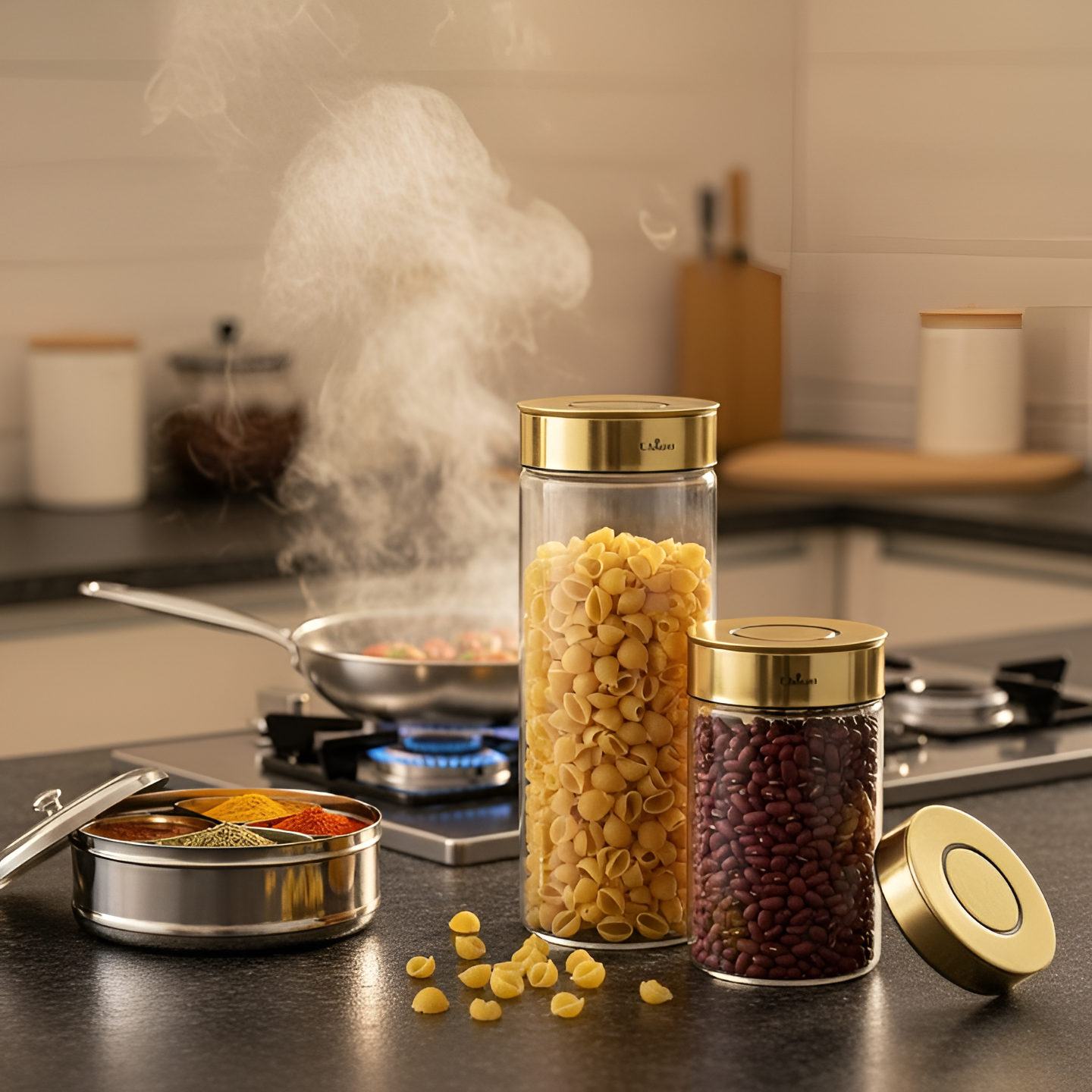 Golden Food Storage Jar
