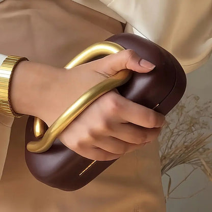 Gold Closure Box Clutch
