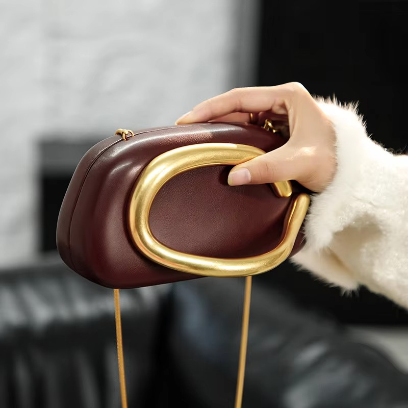 Gold Closure Box Clutch