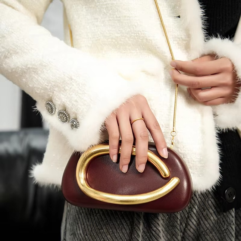 Gold Closure Box Clutch