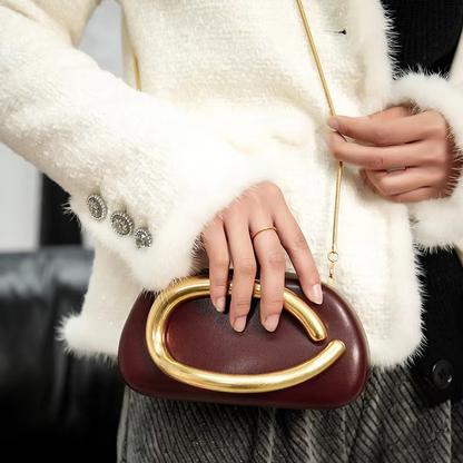 Gold Closure Box Clutch
