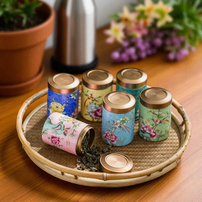 Floral Pattern Enamel Jar
